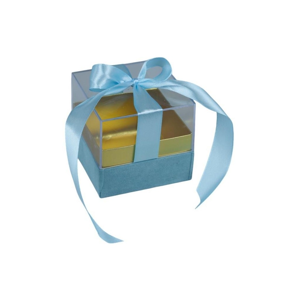 SCATOLA PLEX 8X8X8CM FIOCCO CELESTE